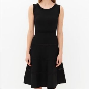 Sandro black sleeveless midi dress, textured knit with unique detail, US 6